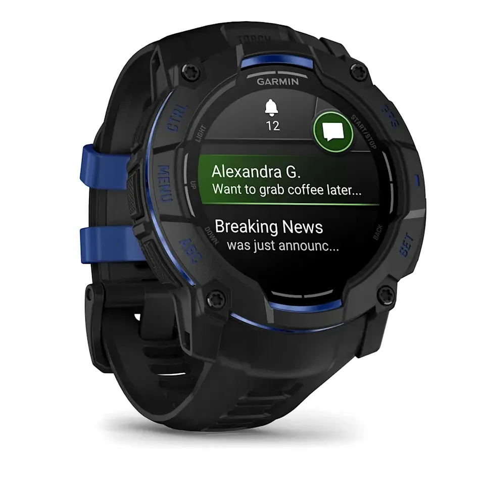 Garmin Instinct 3, 50 мм AMOLED черный с черно-синим ремешком, фото 1 из 8