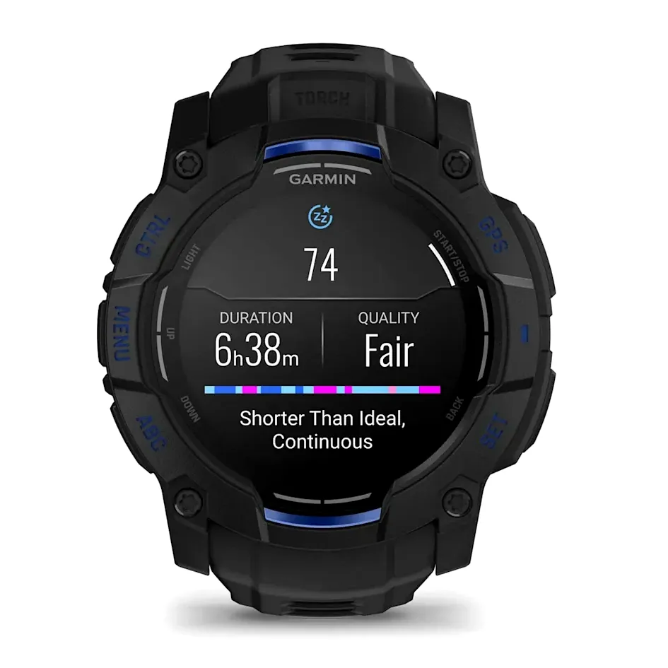 Garmin Instinct 3, 50 мм AMOLED черный с черно-синим ремешком, фото 5 из 8