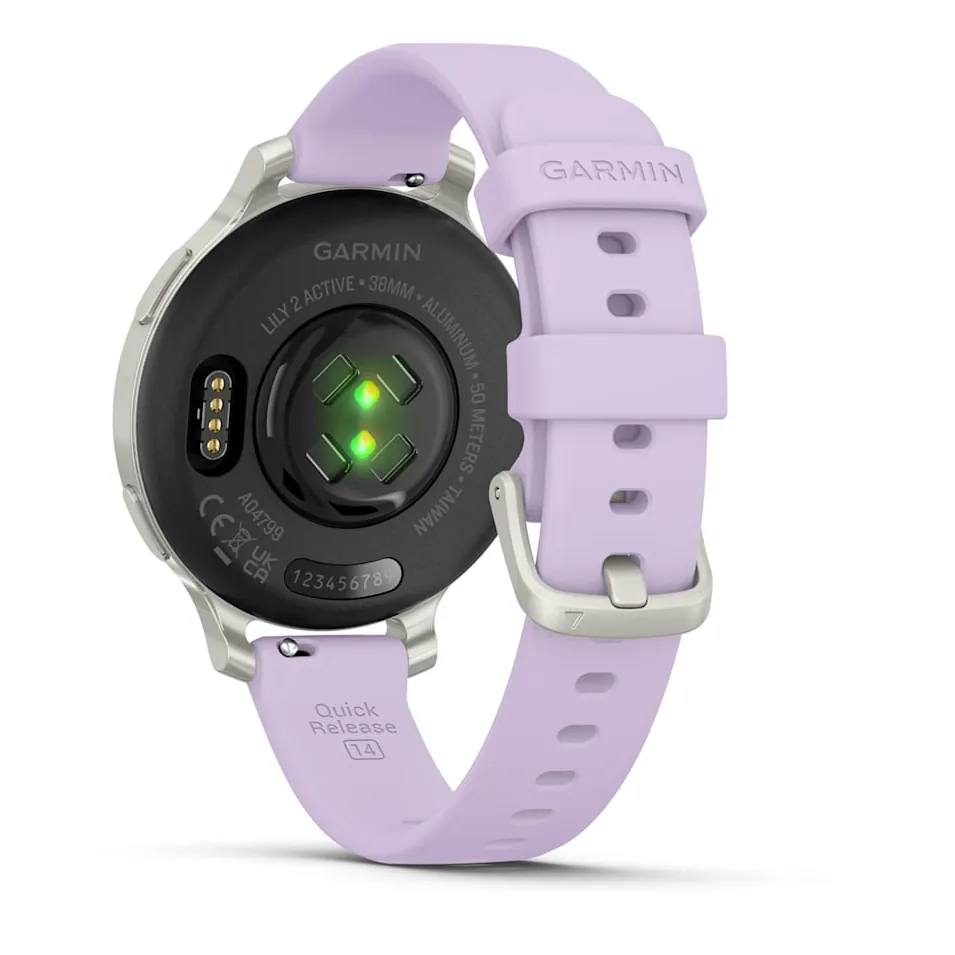 Garmin Lily 2 Active, С серебристым безелем, фиолетовый силиконовый ремешок, фото 4 из 6