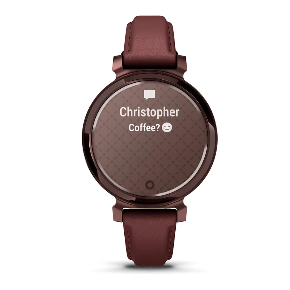 Garmin Lily 2 Classic, С безелем темно-бронзового цвета, кожаный ремешок ежевичного цвета, фото 3 из 6