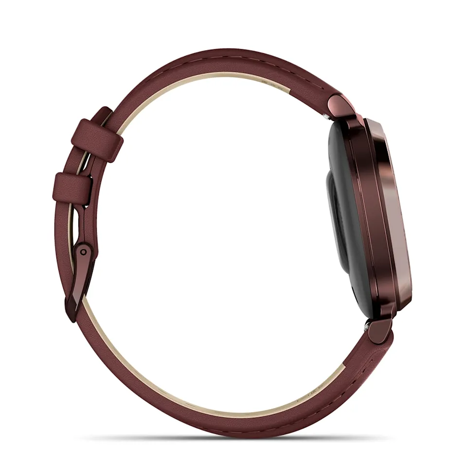 Garmin Lily 2 Classic, С безелем темно-бронзового цвета, кожаный ремешок ежевичного цвета, фото 5 из 6