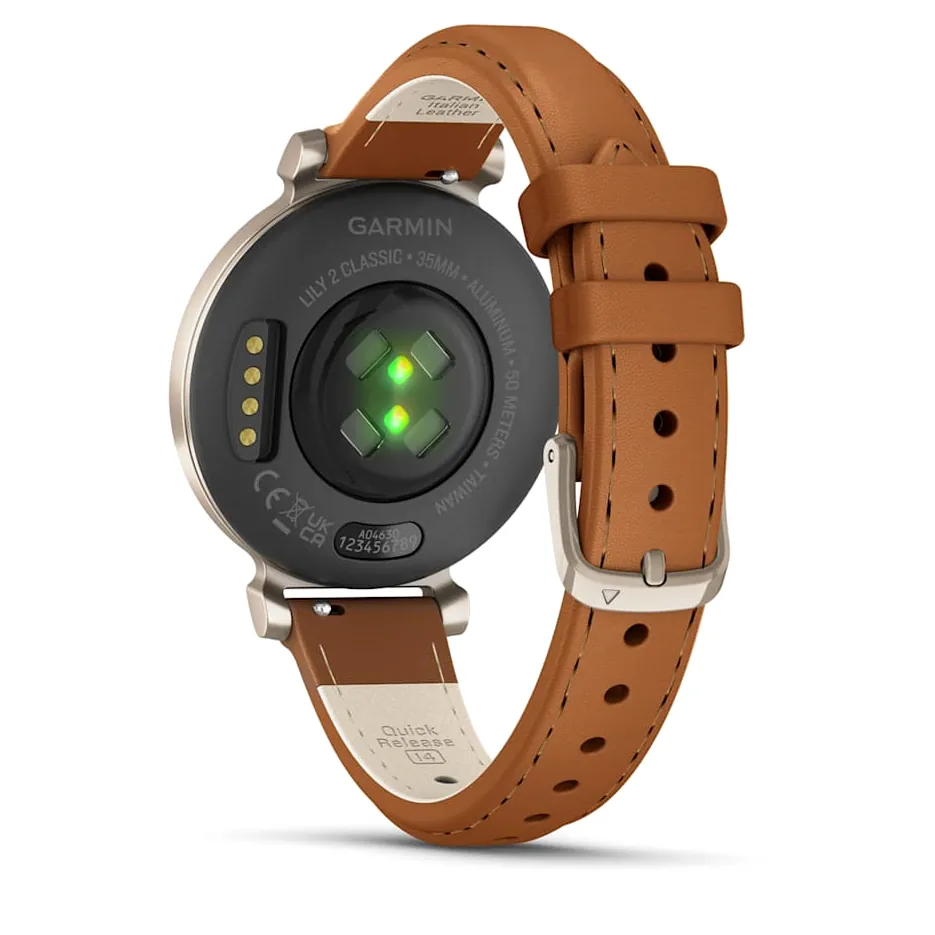 Garmin Lily 2 Classic, С безелем цвета кремовое золото, коричневый кожаный ремешок, фото 3 из 6