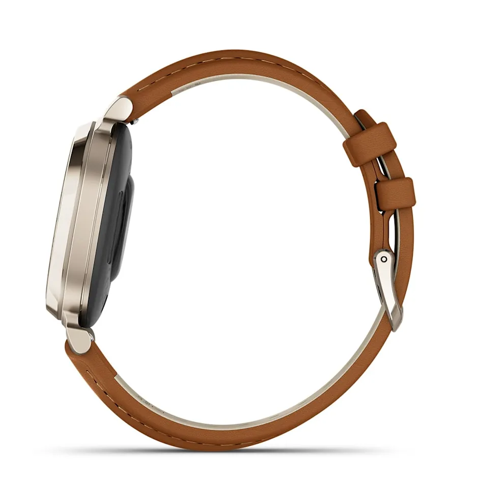 Garmin Lily 2 Classic, С безелем цвета кремовое золото, коричневый кожаный ремешок, фото 4 из 6
