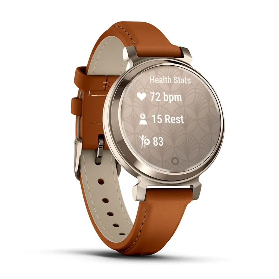 Garmin Lily 2 Classic, С безелем цвета кремовое золото, коричневый кожаный ремешок, фото 6 из 6