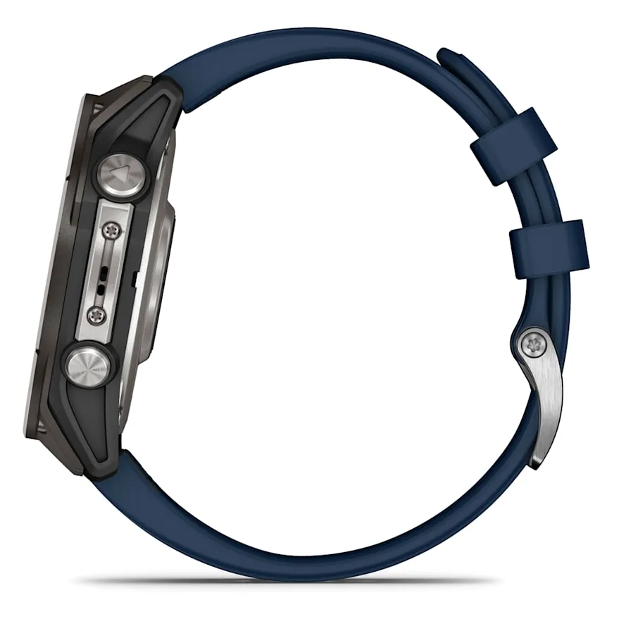 Garmin Quatix 8, 47 мм, AMOLED, Sapphire, Titanium, синий силиконовый ремешок, фото 4 из 7
