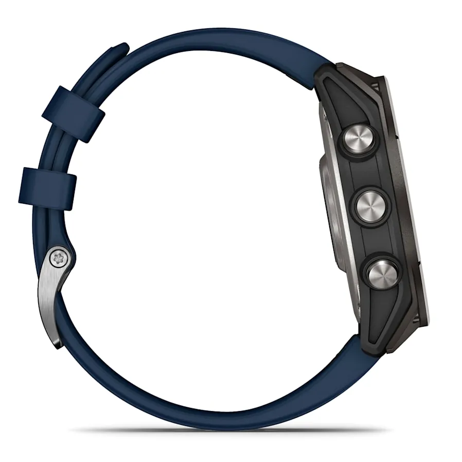 Garmin Quatix 8, 47 мм, AMOLED, Sapphire, Titanium, синий силиконовый ремешок, фото 5 из 7