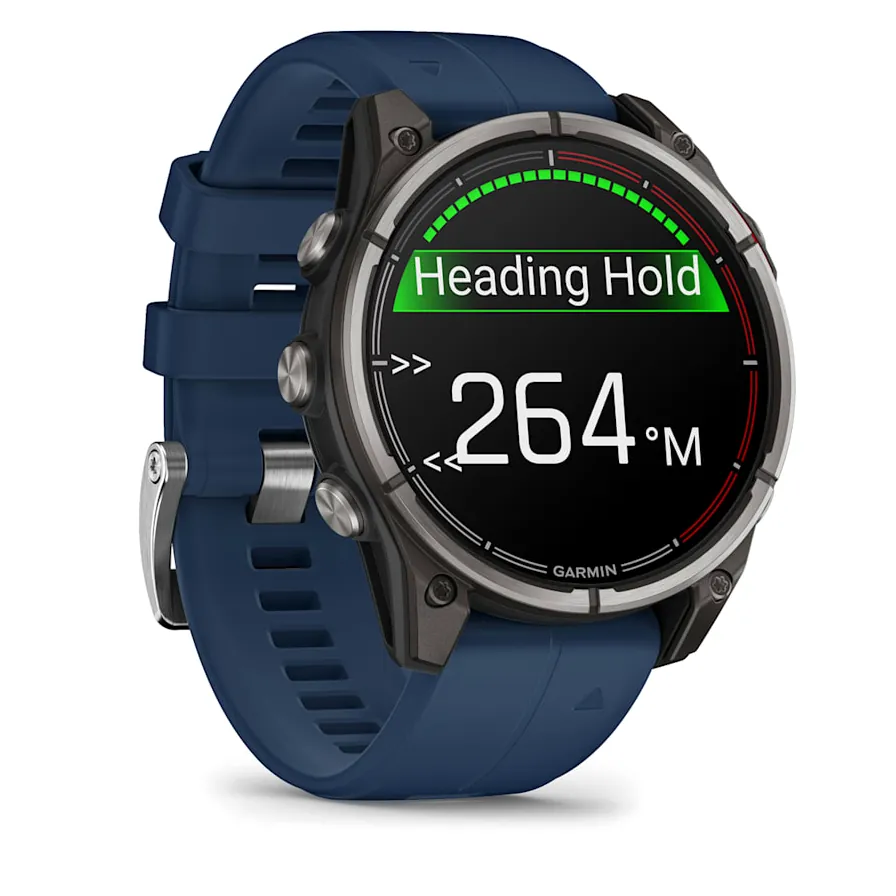 Garmin Quatix 8, 47 мм, AMOLED, Sapphire, Titanium, синий силиконовый ремешок, фото 7 из 7