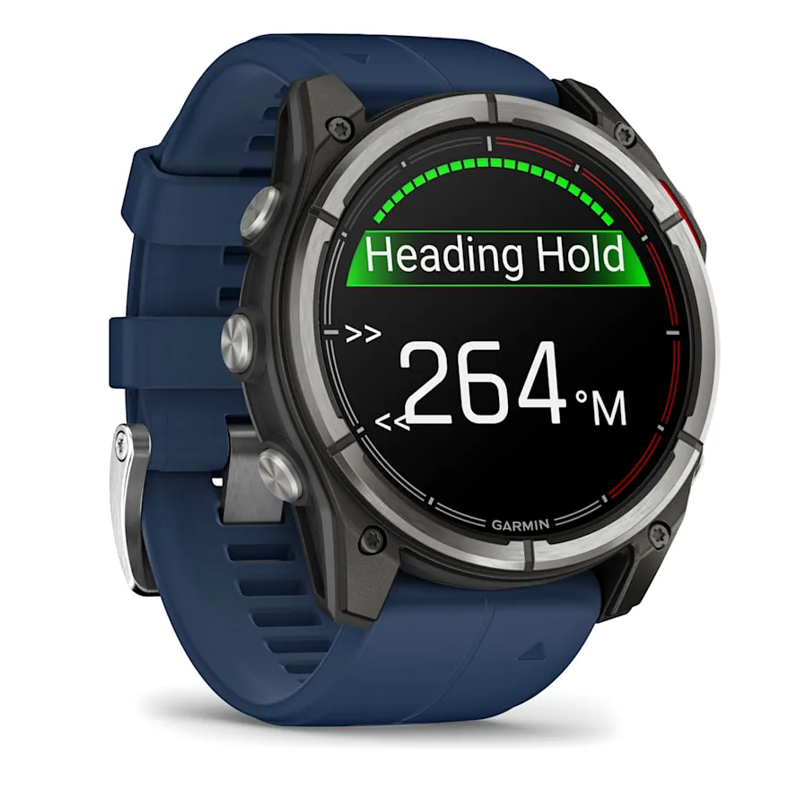 Garmin Quatix 8, 51 мм, AMOLED, Sapphire, Titanium, синий силиконовый ремешок, фото 3 из 7