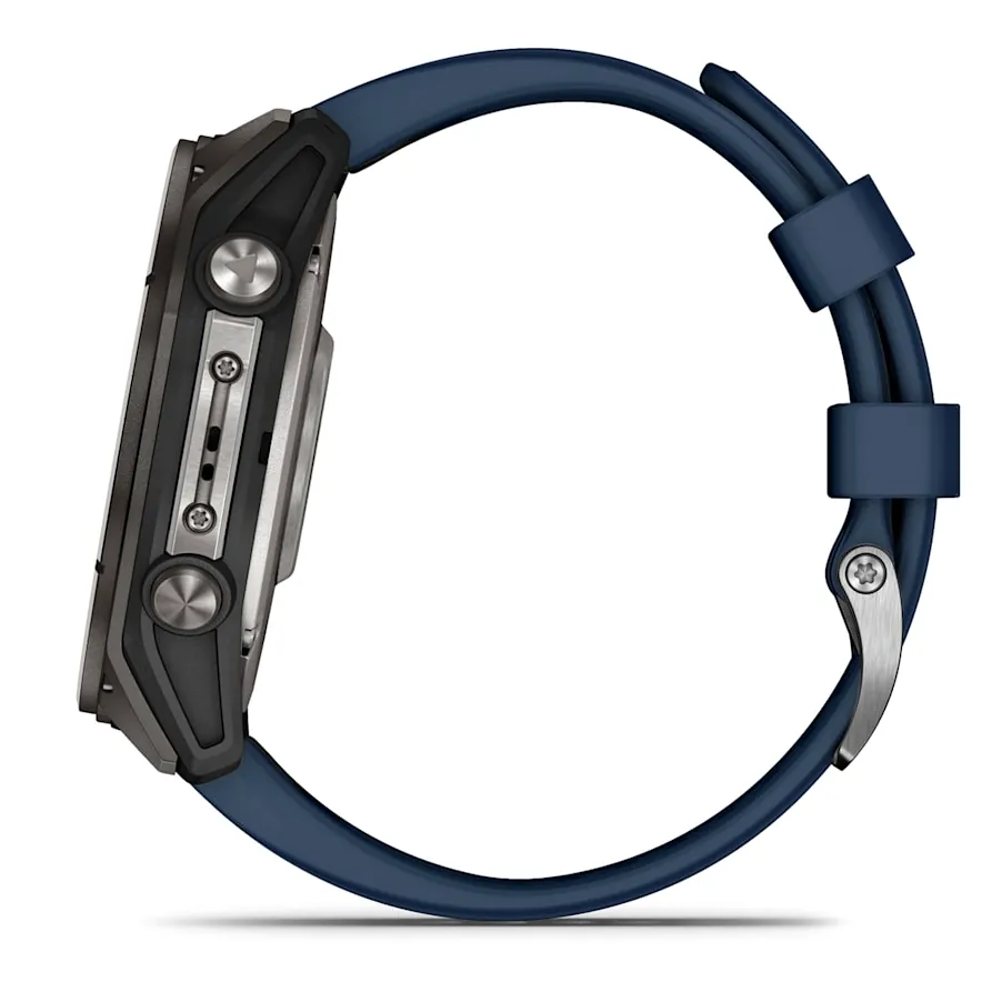 Garmin Quatix 8, 51 мм, AMOLED, Sapphire, Titanium, синий силиконовый ремешок, фото 4 из 7