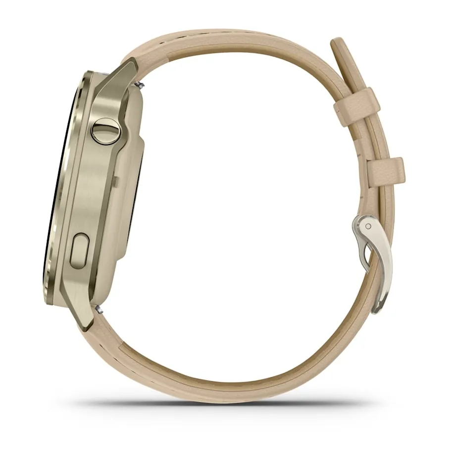 Garmin Venu 4, 41 мм, лунно-золотистый с кожаным ремешком песочного цвета, фото 2 из 7