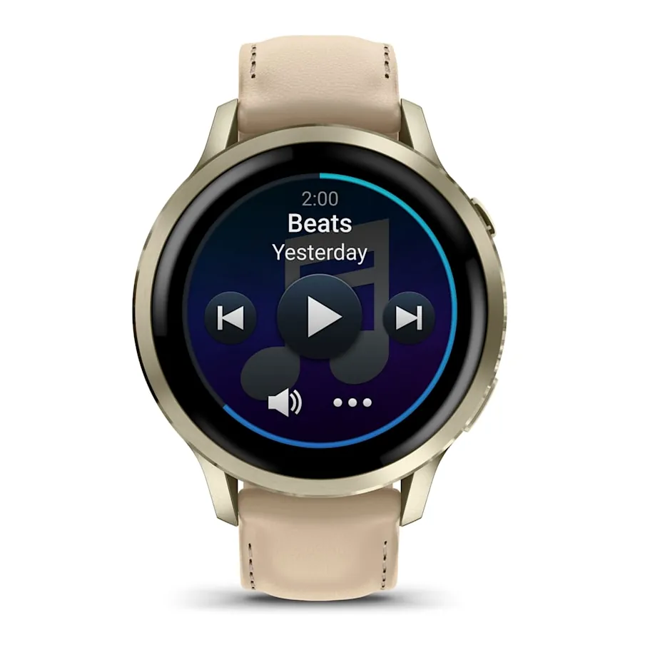 Garmin Venu 4, 41 мм, лунно-золотистый с кожаным ремешком песочного цвета, фото 3 из 7