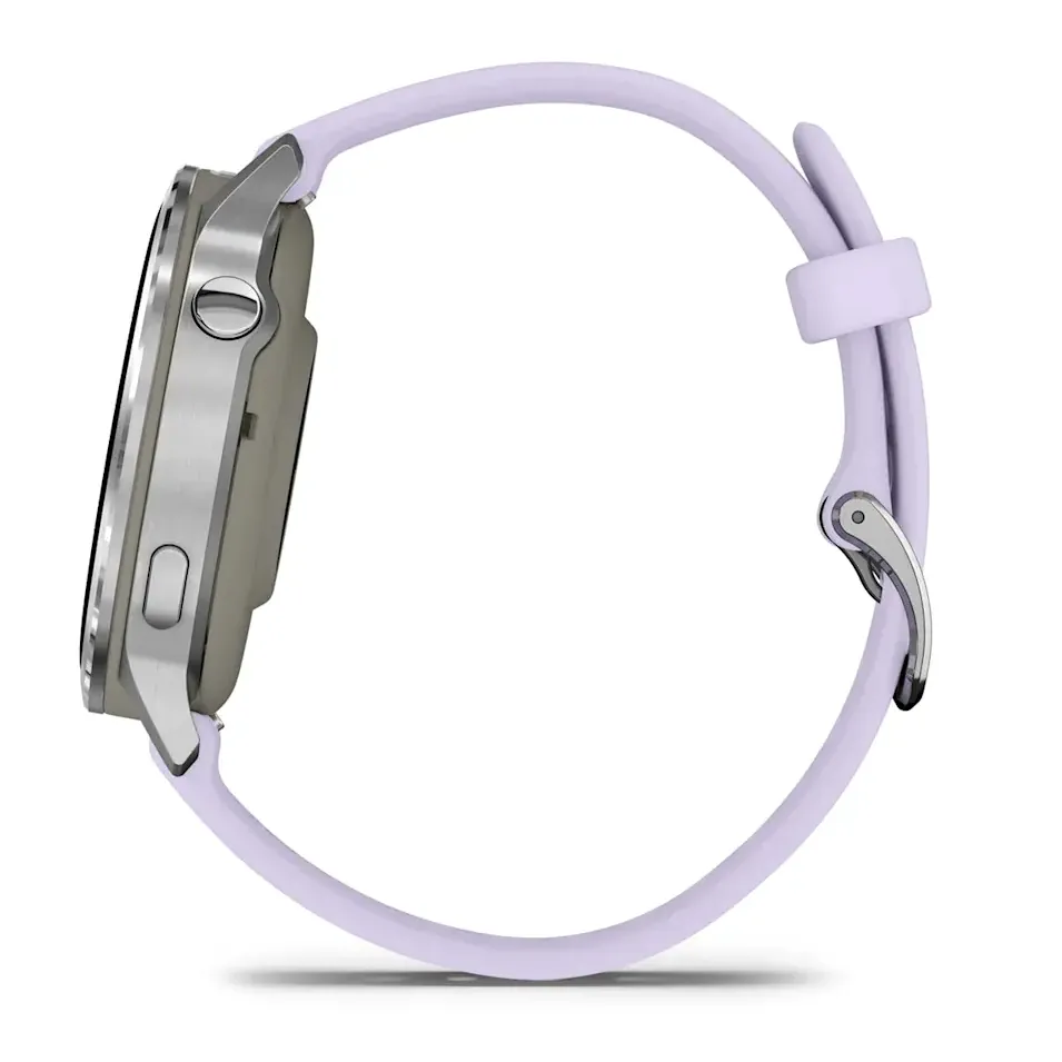 Garmin Venu 4, 41 мм, серебристый с сиренево-голубым ремешком, фото 2 из 6