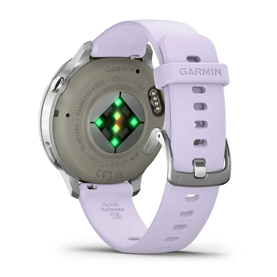 Garmin Venu 4, 41 мм, серебристый с сиренево-голубым ремешком, фото 5 из 6