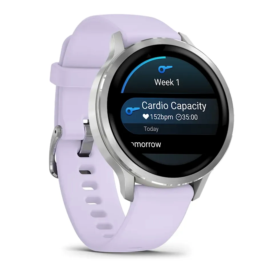 Garmin Venu 4, 41 мм, серебристый с сиренево-голубым ремешком, фото 6 из 6