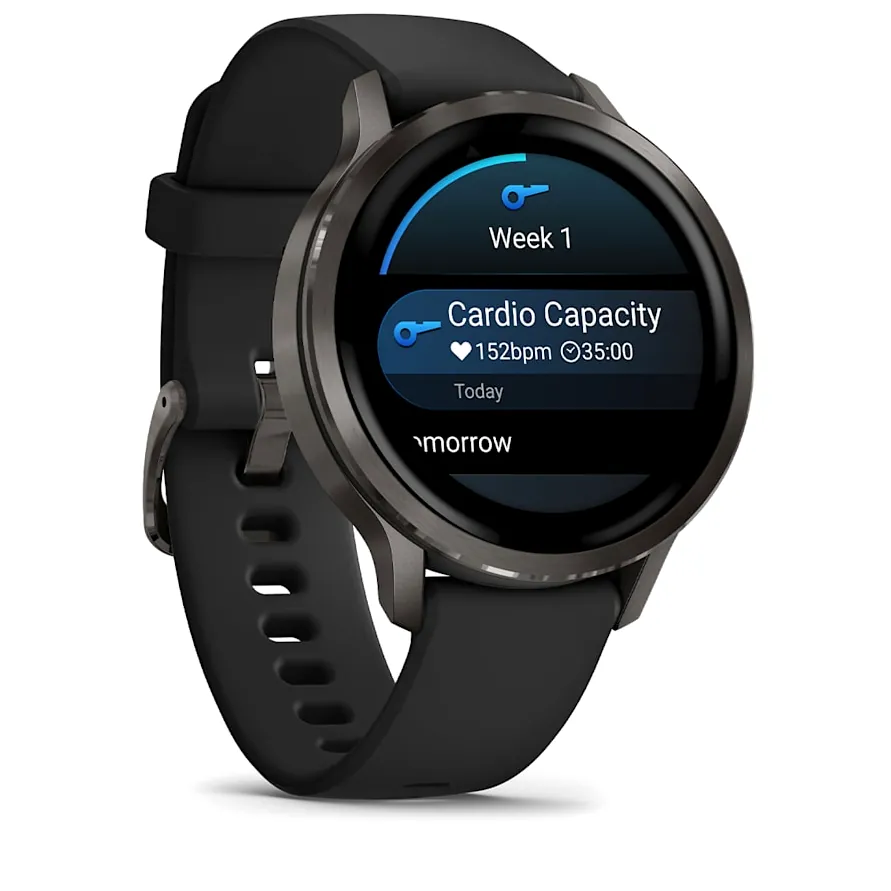 Garmin Venu 4, 41 мм, темно-серый с черным ремешком, фото 2 из 6