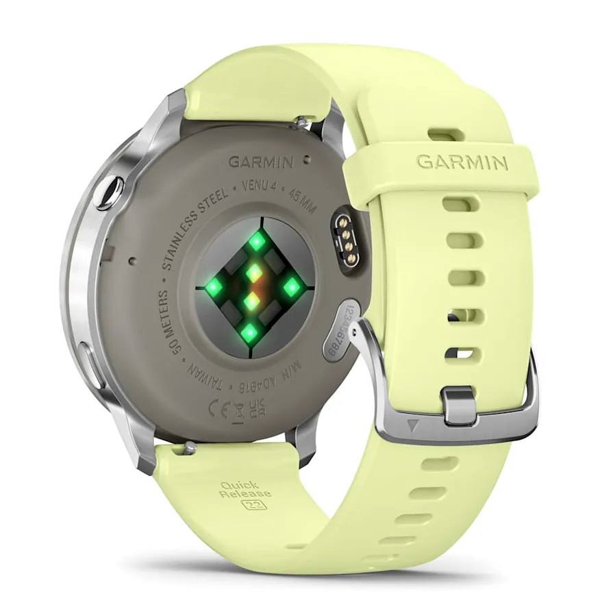 Garmin Venu 4, 45 мм, серебристый с лимонным ремешком, фото 4 из 6