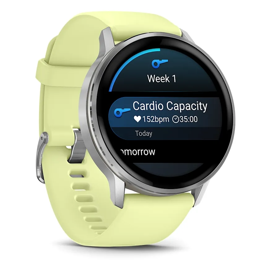Garmin Venu 4, 45 мм, серебристый с лимонным ремешком, фото 5 из 6