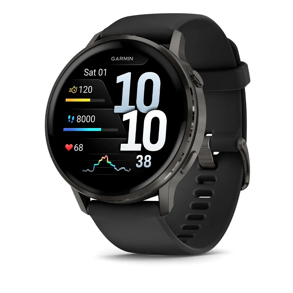 Garmin Venu 4, 45 мм, темно-серый с черным ремешком, фото 1 из 6
