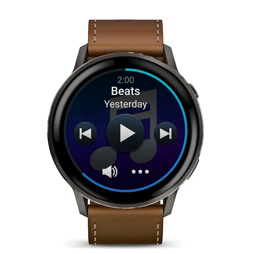 Garmin Venu 4, 45 мм, темно-серый с коричневым кожаным ремешком, фото 3 из 7