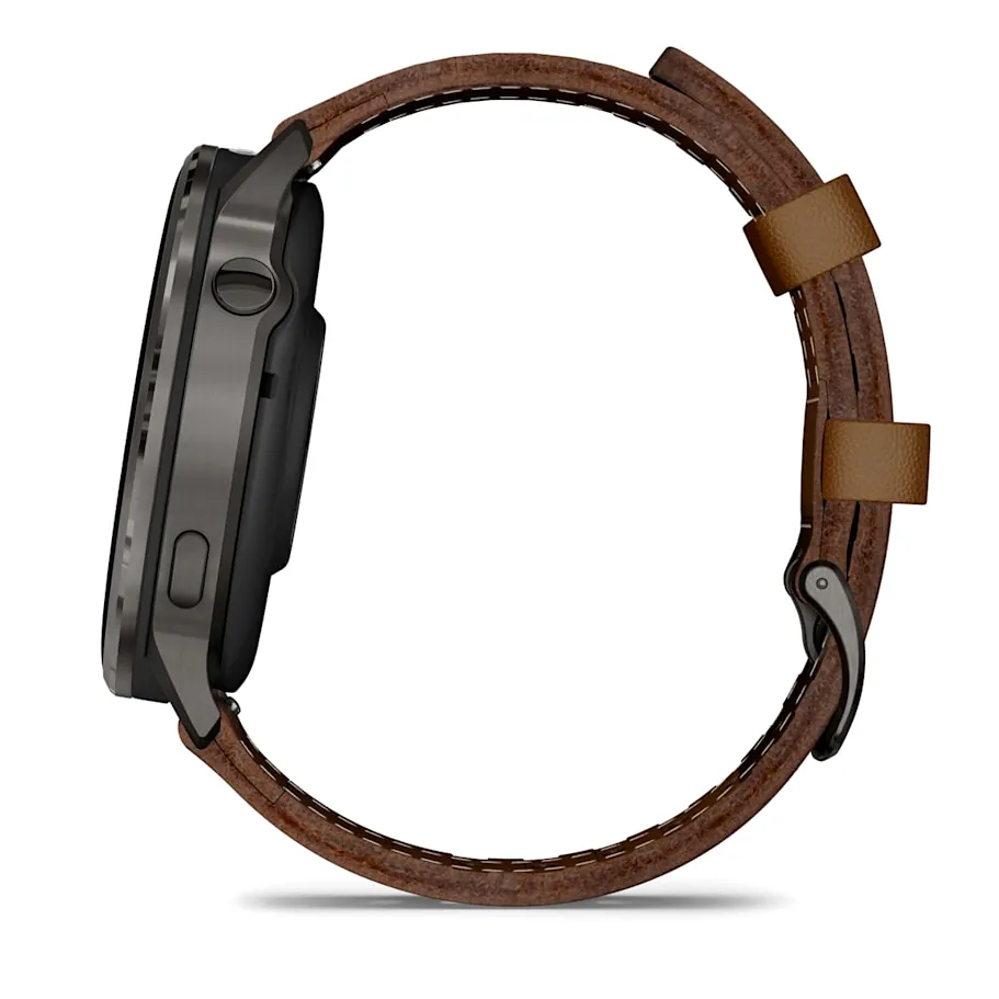 Garmin Venu 4, 45 мм, темно-серый с коричневым кожаным ремешком, фото 4 из 7