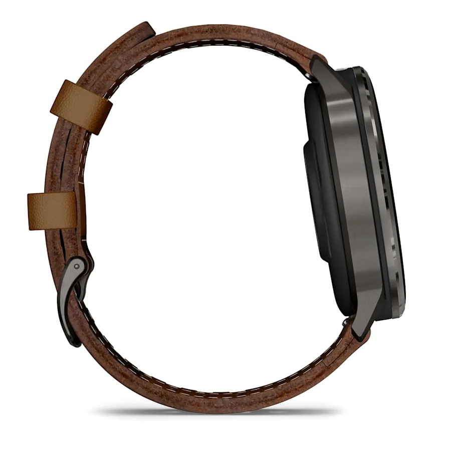 Garmin Venu 4, 45 мм, темно-серый с коричневым кожаным ремешком, фото 7 из 7