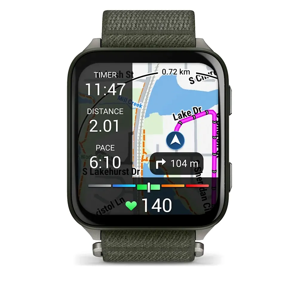Garmin Venu X1, цвета мха с серой титановой крышкой, нейлоновым ремешком ComfortFit цвета мха, фото 3 из 7