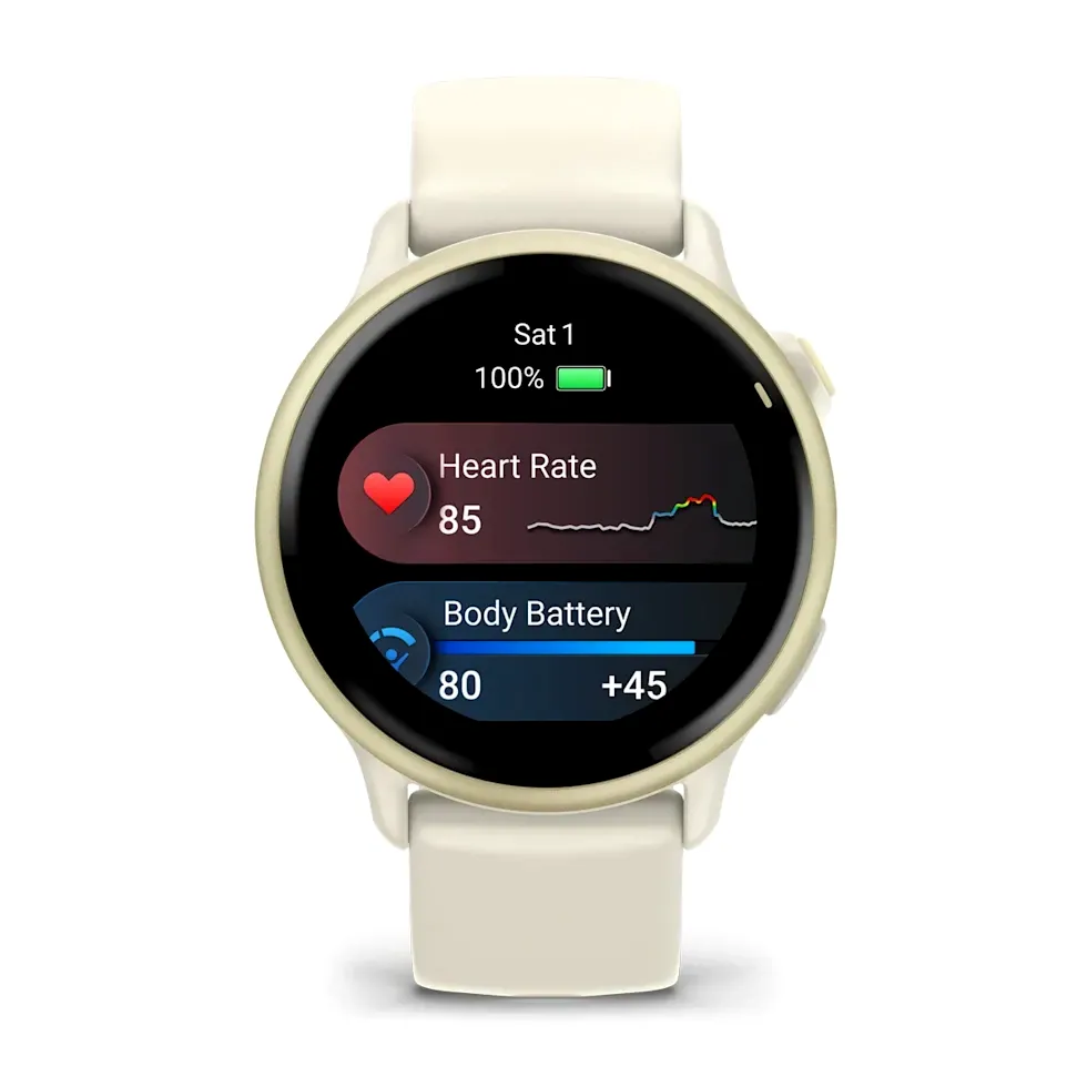 Garmin Vivoactive 6, лунно-золотистый с ремешком цвета слоновой кости, фото 2 из 6