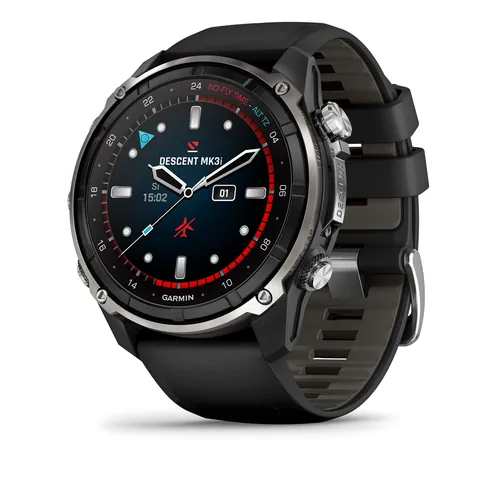 Garmin Descent Mk3i 51 мм, титановый серебристо-черный, PVD, черный силиконовый ремешок