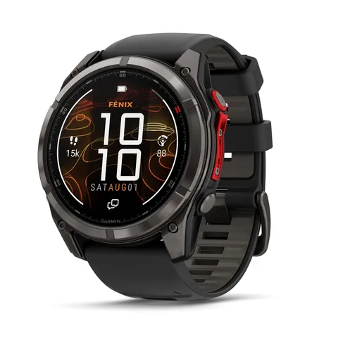 Garmin Fenix 8 Pro 51 мм, MicroLED, Sapphire, DLC, угольно-серый, черный силиконовый ремешок