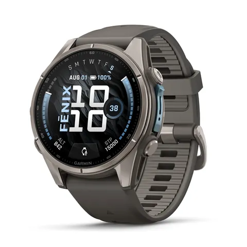 Garmin Fenix 9 43 мм, титановый, пепельно-серый силиконовый ремешок