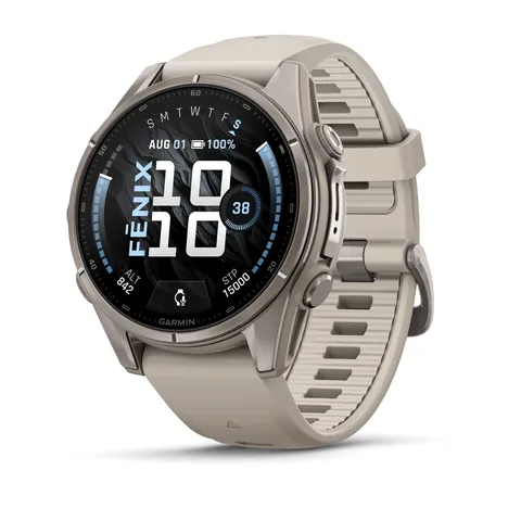 Garmin Fenix 9 43 мм, титановый, туманно-серый силиконовый ремешок
