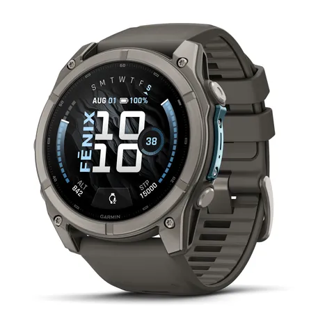 Garmin Fenix 9 51 мм, титановый, пепельно-серый силиконовый ремешок