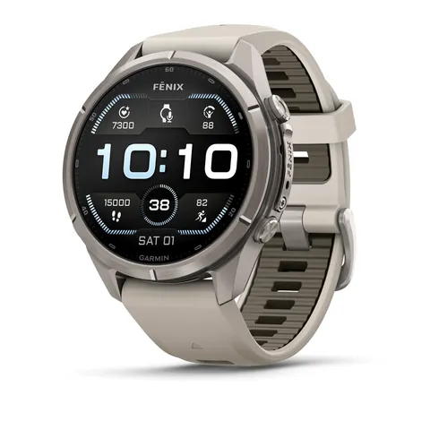 Garmin Fenix 9 Pro 43 мм, титановый, туманно-серый/темный песчаник силиконовый ремешок