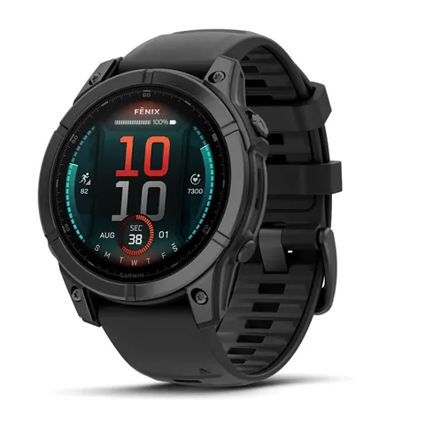 Garmin Fenix E 47 мм, AMOLED, серый безель, черный силиконовый ремешок