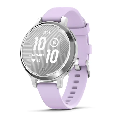 Garmin Lily 2 Active с серебристым безелем, фиолетовый силиконовый ремешок
