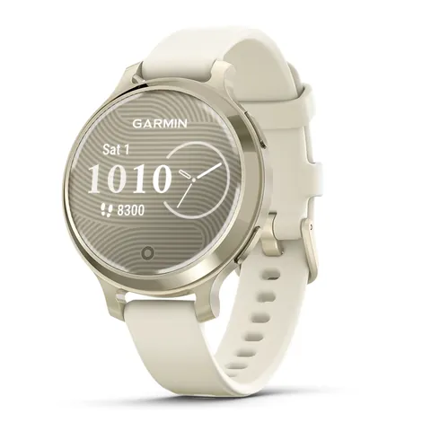 Garmin Lily 2 Active с золотистым безелем, бежевый силиконовый ремешок