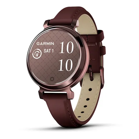 Garmin Lily 2 Classic с безелем темно-бронзового цвета, кожаный ремешок ежевичного цвета
