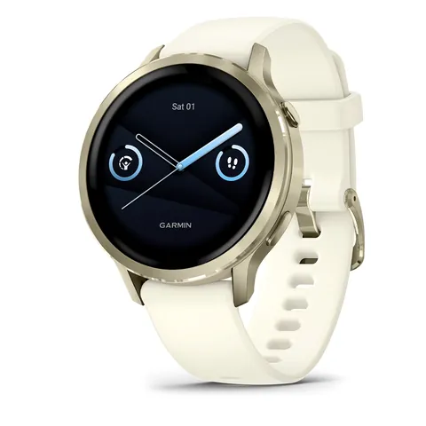 Garmin Venu 4 41 мм, лунно-золотистый с силиконовым ремешком цвета слоновой кости