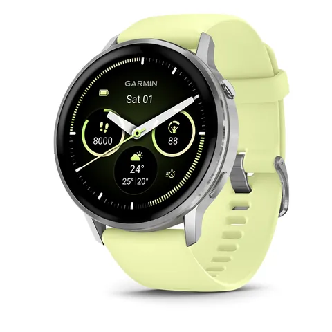 Garmin Venu 4 45 мм, серебристый с лимонным ремешком