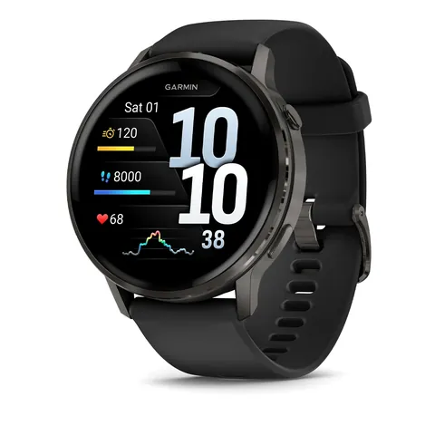 Garmin Venu 4 45 мм, темно-серый с черным ремешком